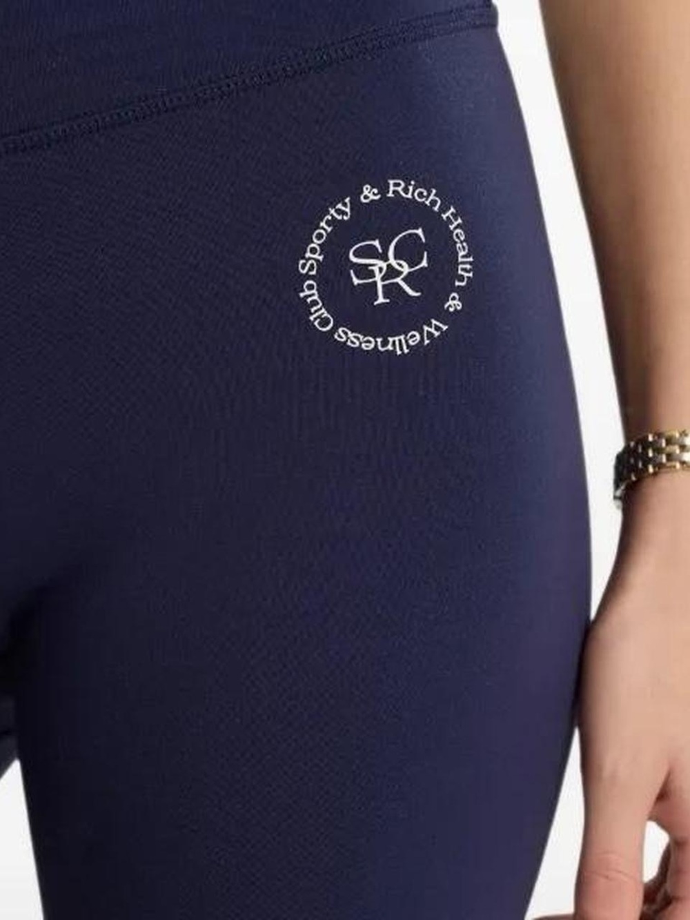 NWT Sporty & Rich Health & Wellness Club Printed Leggings in Navy Blue - M